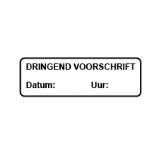 Dringend voorschrift + datum & uur - 30 x 10 mm